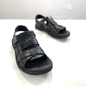 Born Kristoffer Black Leather Casual Men's Sandal, Size 8